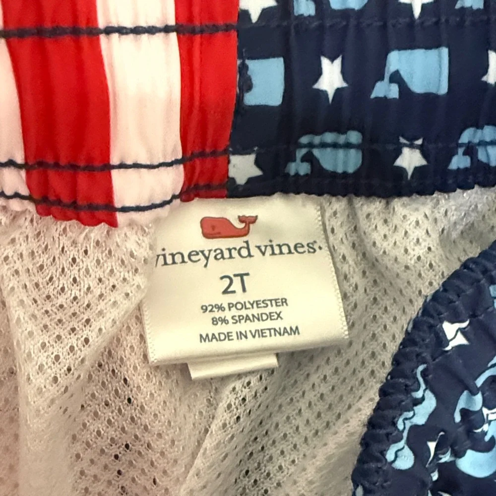 Vineyard Vines Red, White & Navy Toddler Swim Trunks